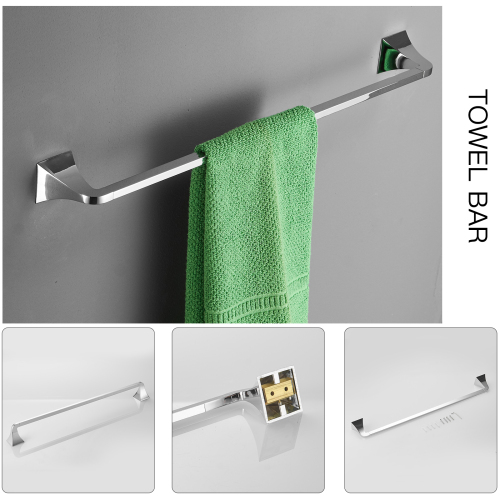 American Imaginations AI-13982 Single Rod Towel Rack, Robe Hook, Towel Ring  And Toilet Paper Holder Accessory Set